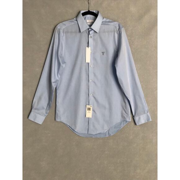 Calvin Klein Men's Slim Fit Performance 15 32/33 Non-Iron Button-Up Shirt NEW - Picture 1 of 8